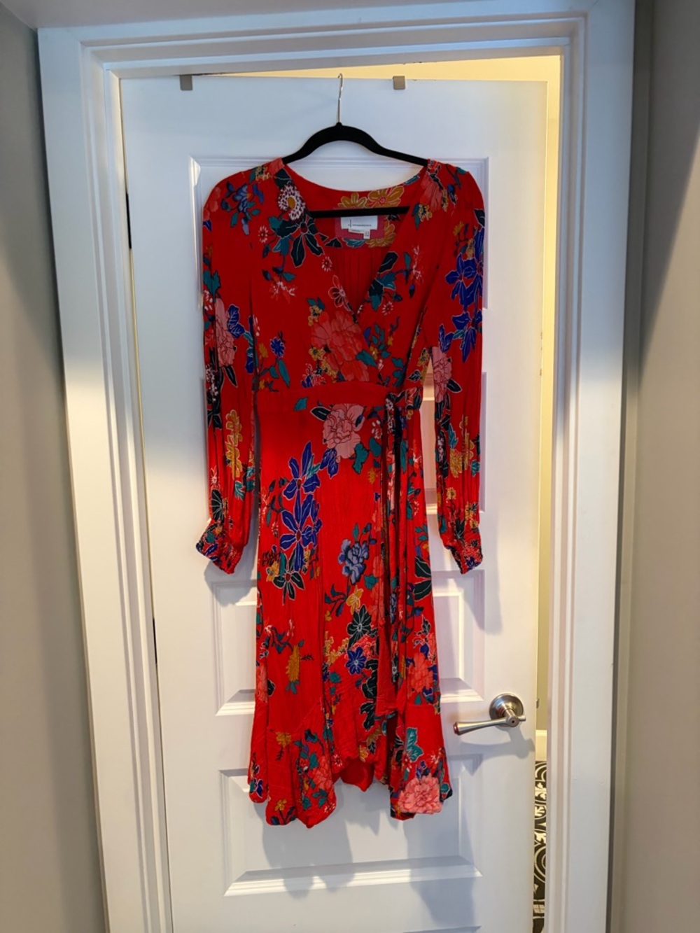 Red Floral Wrap Dress